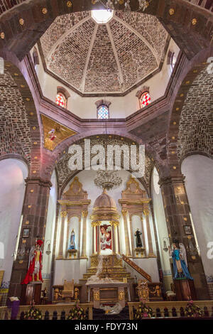 Innenraum der Templo de San Juan de Dios Kirche in der Altstadt von San Miguel de Allende, Mexiko. Stockfoto