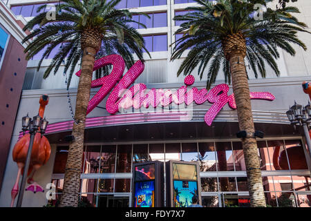 Leuchtreklame für den Flamingo Casino in Las Vegas, Nevada, USA Stockfoto