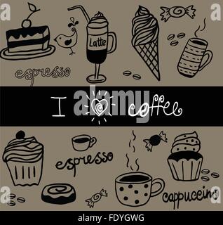 Kaffee Set Vector Illustration Stock Vektor