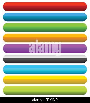 Lebendige, farbenfrohe horizontale Button, Banner Hintergründe mit Leerzeichen. Abgerundeten Rechteck Banner. Stock Vektor