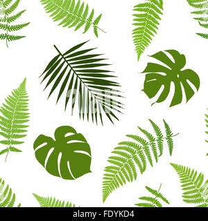 Tropische Blätter nahtlose Muster. Vektor-Illustration. Stockfoto