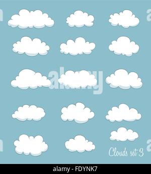Satz von niedlichen Cartoon Wolken. Vektor Stock Vektor