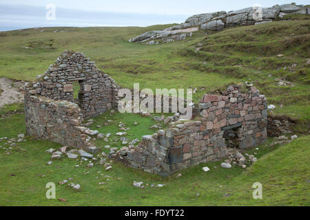 Ruinen der St. Feichan Kirche, Omey Insel, Connemara, County Galway, Irland. Stockfoto