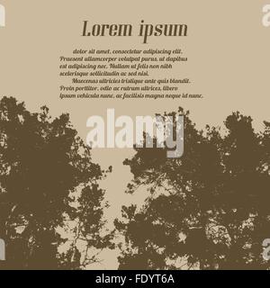 Baum, Zweige Silhouette auf retro-Stil mit Platz für Ihren Text, Vektor-illustration Stock Vektor
