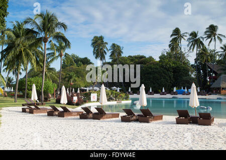 Pool im Hotel Le Meridien Tahiti, Pape'ete, Tahiti, Französisch-Polynesien Stockfoto