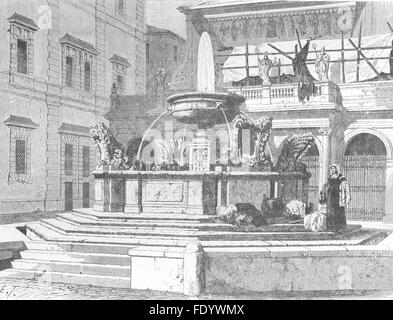 Rom: Piazza Sta Maria in Trastevere, antique print 1872 Stockfoto