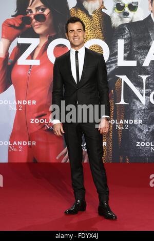 Berlin, Deutschland. 2. Februar 2016. Justin Theroux bei der Premiere von ZOOLANDER 2 - im CineStar Sony Center in Berlin. Bildnachweis: Dpa picture Alliance/Alamy Live News Stockfoto