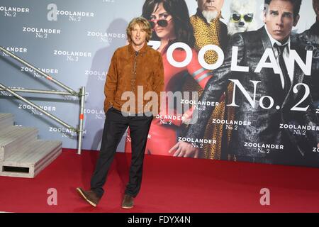 Berlin, Deutschland. 2. Februar 2016. Owen Wilson bei der Premiere von ZOOLANDER 2 - im CineStar Sony Center in Berlin. Bildnachweis: Dpa picture Alliance/Alamy Live News Stockfoto