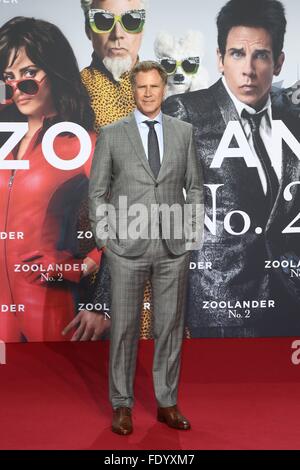 Berlin, Deutschland. 2. Februar 2016. Will Ferrell bei der Premiere von ZOOLANDER 2 - im CineStar Sony Center in Berlin. Bildnachweis: Dpa picture Alliance/Alamy Live News Stockfoto