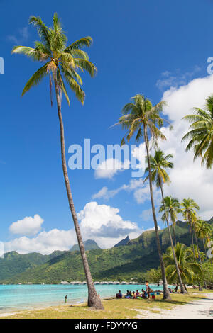 Temae Strand, Moorea, Gesellschaftsinseln, Französisch-Polynesien Stockfoto