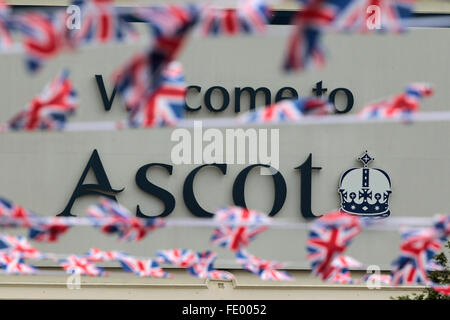 Ascot, Großbritannien, Schriftzug - Willkommen in Ascot- Stockfoto