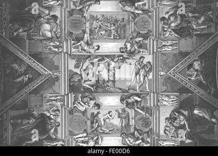 Vatikan: Decke der Sixtinischen Kapelle, antique print 1872 Stockfoto