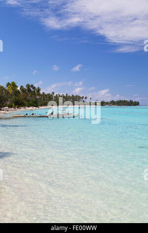 Temae Strand, Moorea, Gesellschaftsinseln, Französisch-Polynesien Stockfoto