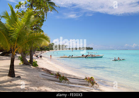 Temae Strand, Moorea, Gesellschaftsinseln, Französisch-Polynesien Stockfoto