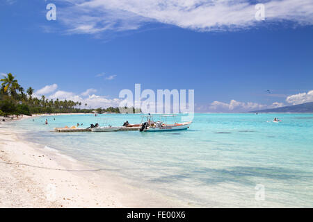 Temae Strand, Moorea, Gesellschaftsinseln, Französisch-Polynesien Stockfoto