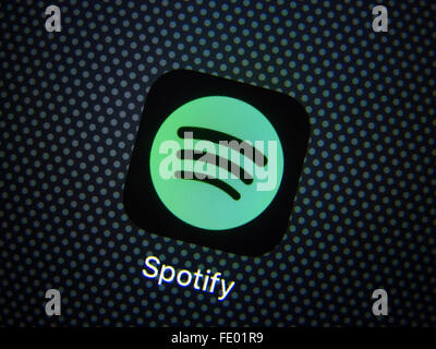 Spotify Online-Musik-Streaming-App auf einem Smartphone Stockfoto