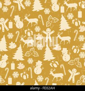 Nahtlose Muster für Weihnachten auf Vintage-Stil mit Weihnachten Elemente, Vektor-illustration Stock Vektor
