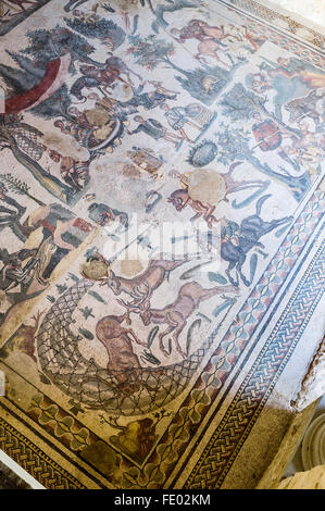 Römische Mosaike in der Villa Romana del Casale, Piazza Armerina Stockfoto