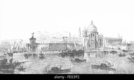 Venedig: Dogana, Sta Maria Della Salute Kirche-Guardi, antique print 1880 Stockfoto