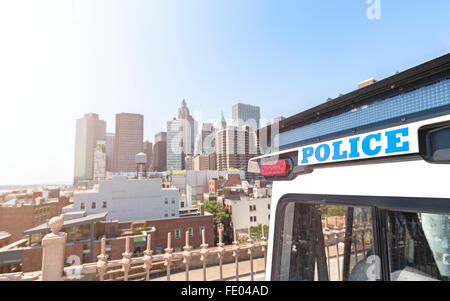 Nahaufnahme Bild des Fahrzeugs Polizeilichter in Manhattan, New York City, USA. Stockfoto