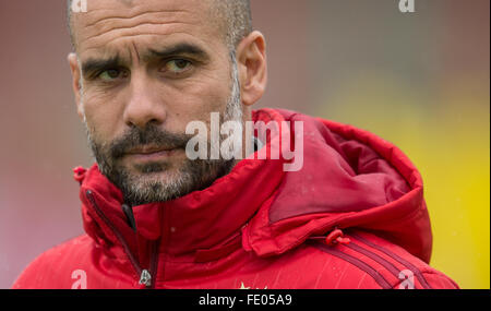 München, Deutschland. 3. Februar 2016. Trainer Pep Guardiola vom FC Bayern München während einer Trainingseinheit in München, 3. Februar 2016. Foto: MATTHIAS BALK/Dpa/Alamy Live-Nachrichten Stockfoto