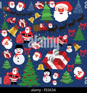 Nahtlose Muster für Weihnachten auf Vintage-Stil mit Weihnachten Elemente, Vektor-illustration Stock Vektor