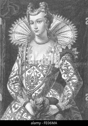 Venedig: Venezianische Lady, 16. Jahrhundert-Giacomo Franco, antique print 1880 Stockfoto