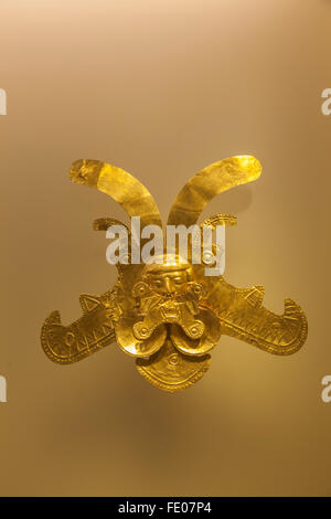 Menüpunkte auf der Anzeige in der Gold Museum (El Museo del Oro in Bogota, Kolumbien Stockfoto