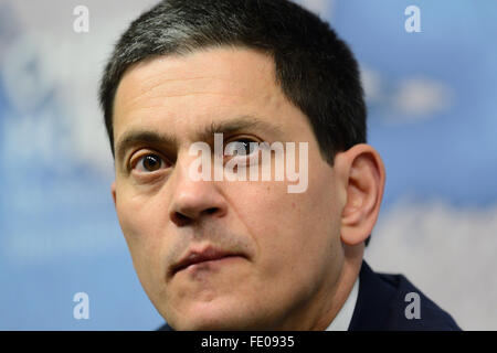 David Miliband hält Vortrag auf die Krise in Syrien bei Chatham House, London, Großbritannien - 3. Februar 2016 Stockfoto