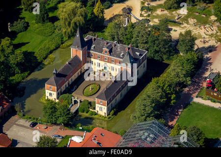 Luftaufnahme, Holiday Centre Abenteuerparadies Schloss mit Wasserski-Anlage, eine Kartbahn, eine Schule für Surfen und Tauchen, Dankernsee, Haren Stockfoto