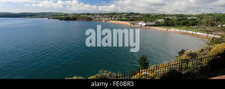 Die geschwungenen Goodrington Sands Beach, Torbay, englische Riviera, Grafschaft Devon, England, UK Stockfoto