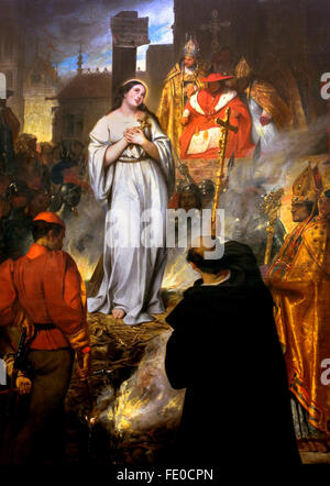 La Mort de Jeanne d ' Arc - der Tod von Jeanne d ' Arc 1831 Eugène Devéria (1805-1865) Frankreich (The Maid von Orléans - Anglo französischen Hundertjähriger Krieg) Stockfoto