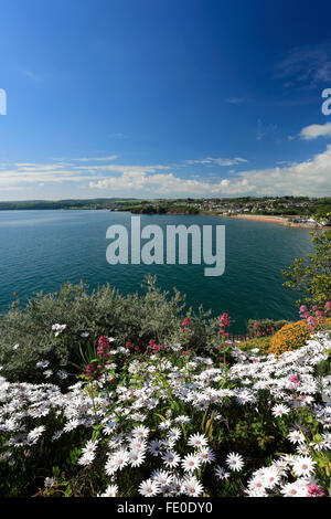 Die geschwungenen Goodrington Sands Beach, Torbay, englische Riviera, Grafschaft Devon, England, UK Stockfoto