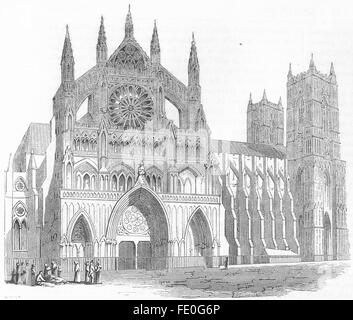 LONDON: Nördlichen Querschiff, Westminster Abbey, antique print 1845 Stockfoto