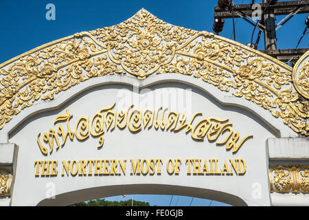 Mae Sai Grenze Stadt Border Gateway Moei Brücke und Burma Stockfoto