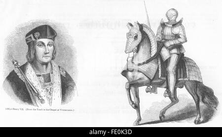 LONDON: Henry VII(Tomb in his Chapel, Westminster); , Antik print 1845 Stockfoto