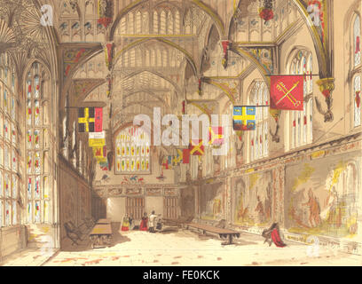 LONDON: Wolsey Saal, Hampton Court, antiken print 1845 Stockfoto