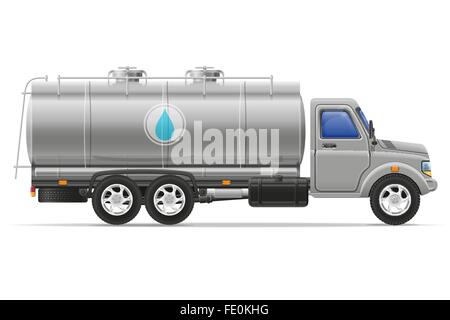 LKW-Ladung mit Behälter für den Transport von Flüssigkeiten isoliert auf weißem Hintergrund Stock Vektor