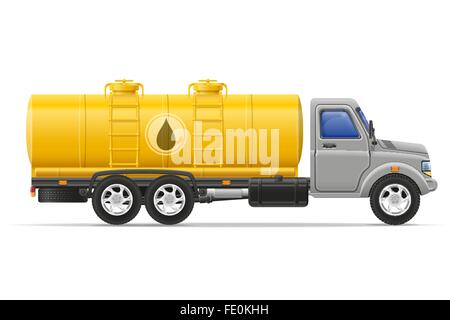 LKW-Ladung mit Behälter für den Transport von Flüssigkeiten isoliert auf weißem Hintergrund Stock Vektor