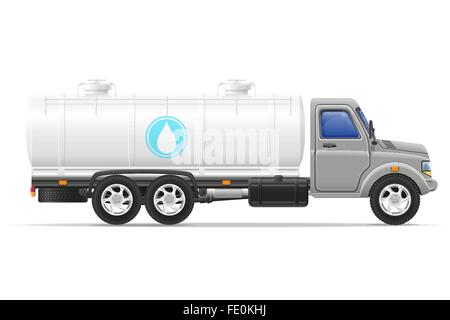 LKW-Ladung mit Behälter für den Transport von Flüssigkeiten isoliert auf weißem Hintergrund Stock Vektor