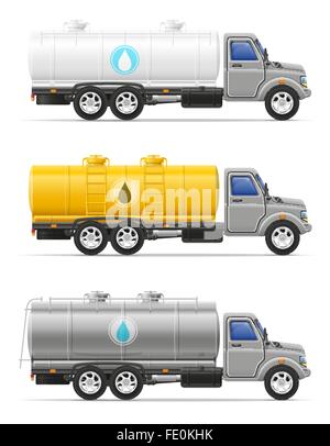 LKW-Ladung mit Behälter für den Transport von Flüssigkeiten isoliert auf weißem Hintergrund Stock Vektor
