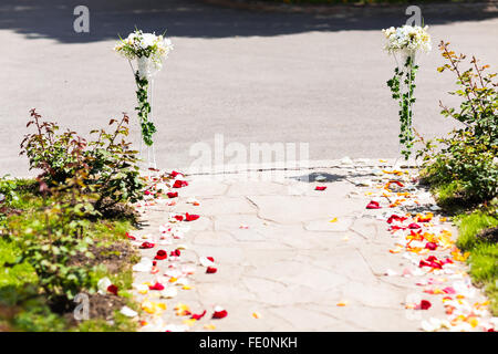 Nahaufnahme von schön dekorierten Hochzeit Stockfoto