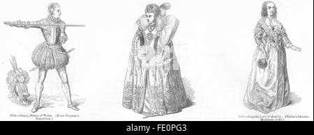 Personen: Heinrich, Prinz von Wales; Anne Denmark; Lady, antique print 1845 Stockfoto