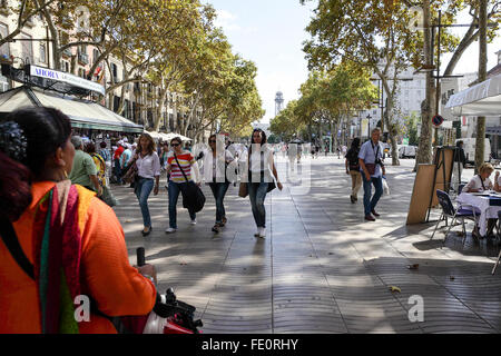 Architektur und touristischen Orten der belebten Gegend von La Rambla von Barcelona, eine lebendige und in der Tat interessante Destination. Stockfoto