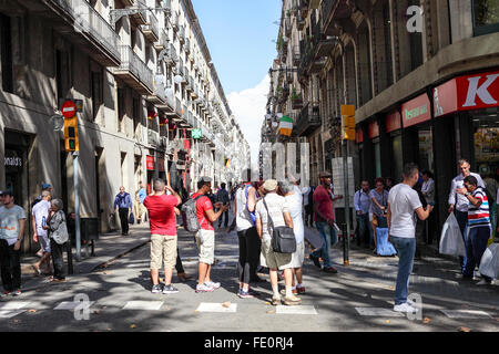 Architektur und touristischen Orten der belebten Gegend von La Rambla von Barcelona, eine lebendige und in der Tat interessante Destination. Stockfoto