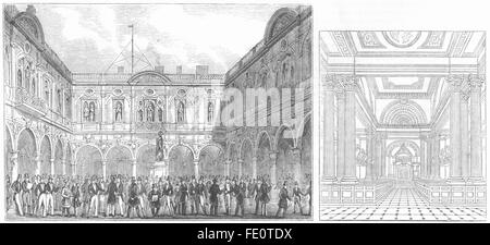 ROYAL EXCHANGE: 2.; St Mary Woolnoth, Lombard, antique print 1845 Stockfoto