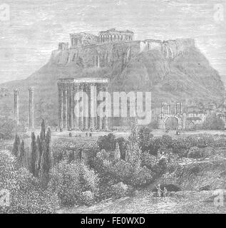 Athen: Ruinen der Tempel des Jupiter und der Akropolis, Griechenland, drucken 1893 Stockfoto