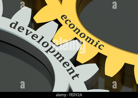 Wirtschaftliche Entwicklung-Konzept auf die Zahnräder Stockfoto