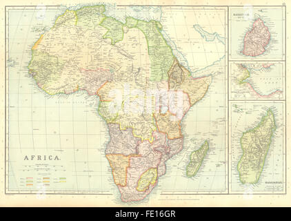 KOLONIALEN Afrika: Mauritius Madagaskar Aden/Golf von Tagiura. BLACKIE, 1893 Karte Stockfoto