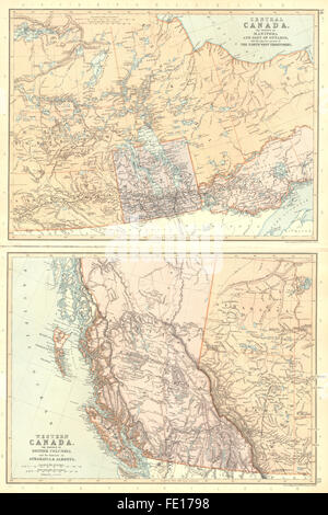 ZENTRALES Kanada: Manitoba Ontario Saskatchewan Assiniboia. BLACKIE, 1893 Karte Stockfoto